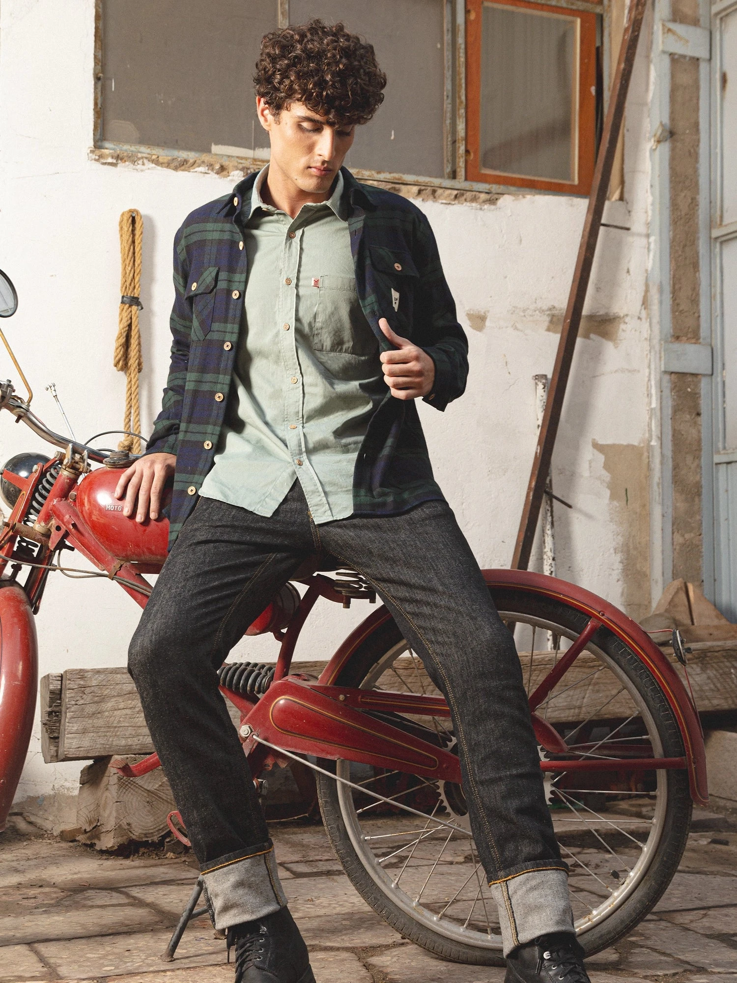 SOBRECAMISA DE HOMBRE PIXIE GREEN PLAID 6 SOBRECAMISA DE HOMBRE PIXIE GREEN PLAID - Imagen 4