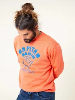 SUDADERA UNISEX ORANGE -Capitan Denim sudadera unisex de algodon naranja comoda hecha en espana