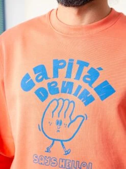 SUDADERA UNISEX ORANGE -Capitan Denim sudadera unisex de algodon naranja comoda hecha en espana estampada