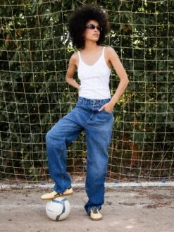 LABELLE VINTAGE MID BLUE 10 LABELLE VINTAGE MID BLUE -Capitan Denim vaqueros baggy dad straight fit mid blue mujer