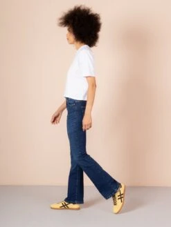 PANTALÓN VAQUERO BOOTCUT DE MUJER JOPLIN DARK USED BLUE -Capitan Denim vaqueros dark blue mujer elastano tiro medio bajo sostenibles