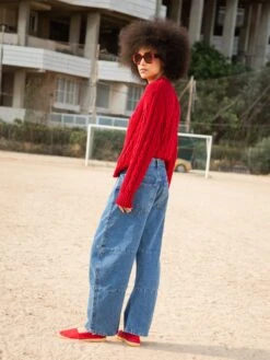 LAFORET MID BLUE BARREL FIT -Capitan Denim vaqueros mid blue mujer anchos barrel fit produccion local