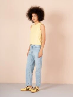 TULSA BLEACH BLUE 11 TULSA BLEACH BLUE -Capitan Denim vaqueros momfit mujer azul clarito comodos denim