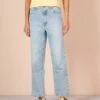 TULSA BLEACH BLUE 1 TULSA BLEACH BLUE -Capitan Denim vaqueros mujer azul clarito momfit comodos elastano