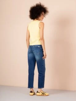 TULSA DARK BLUE -Capitan Denim vaqueros mujer azul oscuro momfit comodos elastano