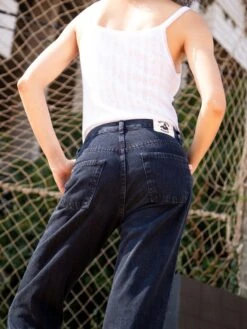 ODETTA VINTAGE BLUE BLACK -Capitan Denim vaqueros odetta mujer blue black bootcut hechos en espana